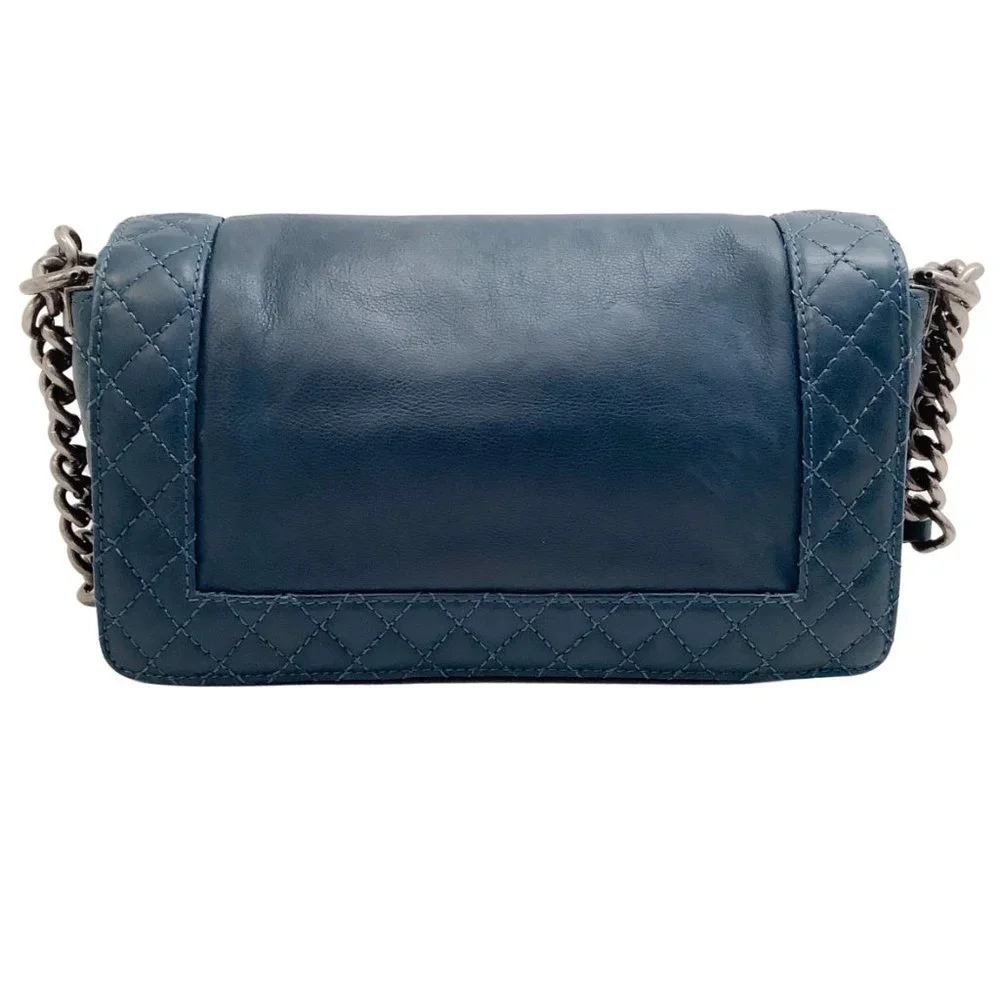 Chanel Navy Blue Medium Boy Bag with Gunmetal Hardware